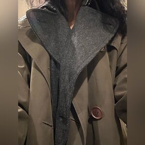 Calvin Klein belted classic raincoat wool removable lining WARM S $550